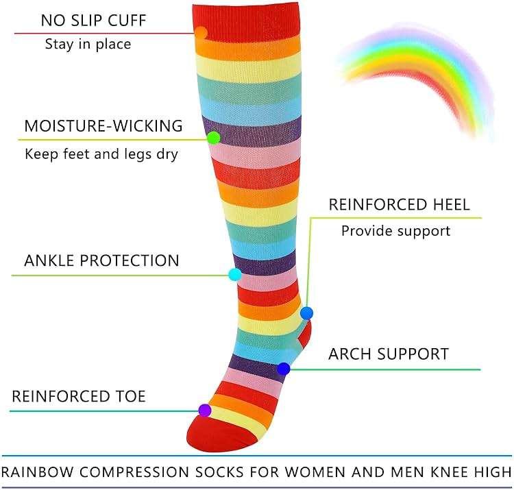 Junely Compression Socks for Women Knee High for Running Athletic Nurses Pregnant Women Work Support Travel Flight Sports - Image 7