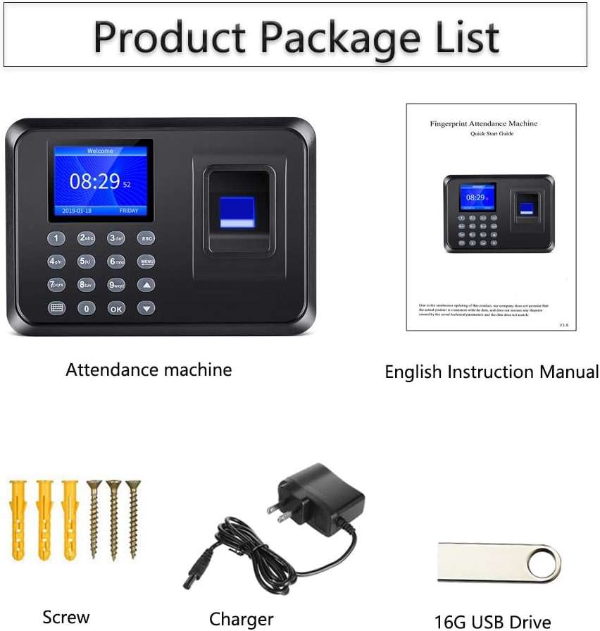 MIKONIYA Time Clock,Time Clocks for Employees Small Business,Attendance Machine with Fingerprint,Password Punching in One,Office Fingerprint Time Clock with 500 Faces (F01) - Image 8