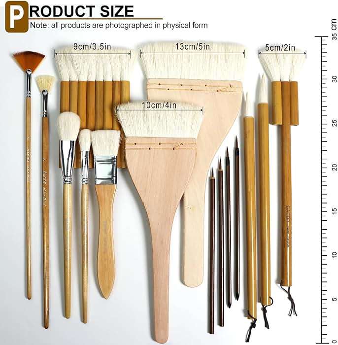 GACDR Pottery Brushes for Glazing, 15 Pcs Ceramic Brush Set With Storage Box, Wool Bamboon Hake for Pottery, Acrylic, Watercolor - Image 2