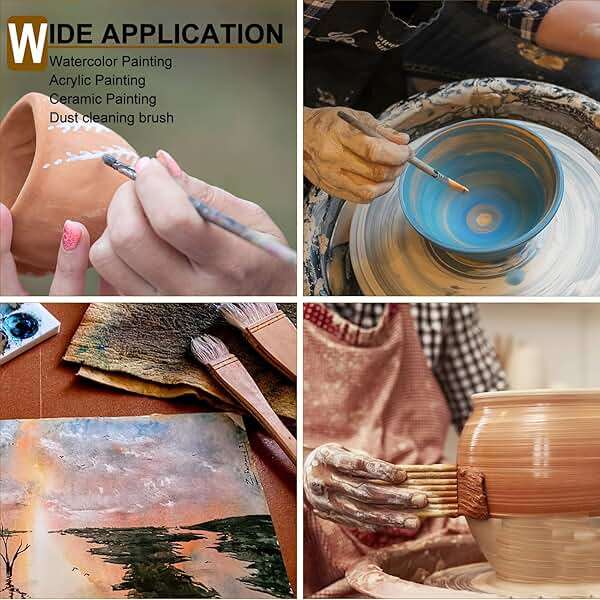 GACDR Pottery Brushes for Glazing, 15 Pcs Ceramic Brush Set With Storage Box, Wool Bamboon Hake for Pottery, Acrylic, Watercolor - Image 6