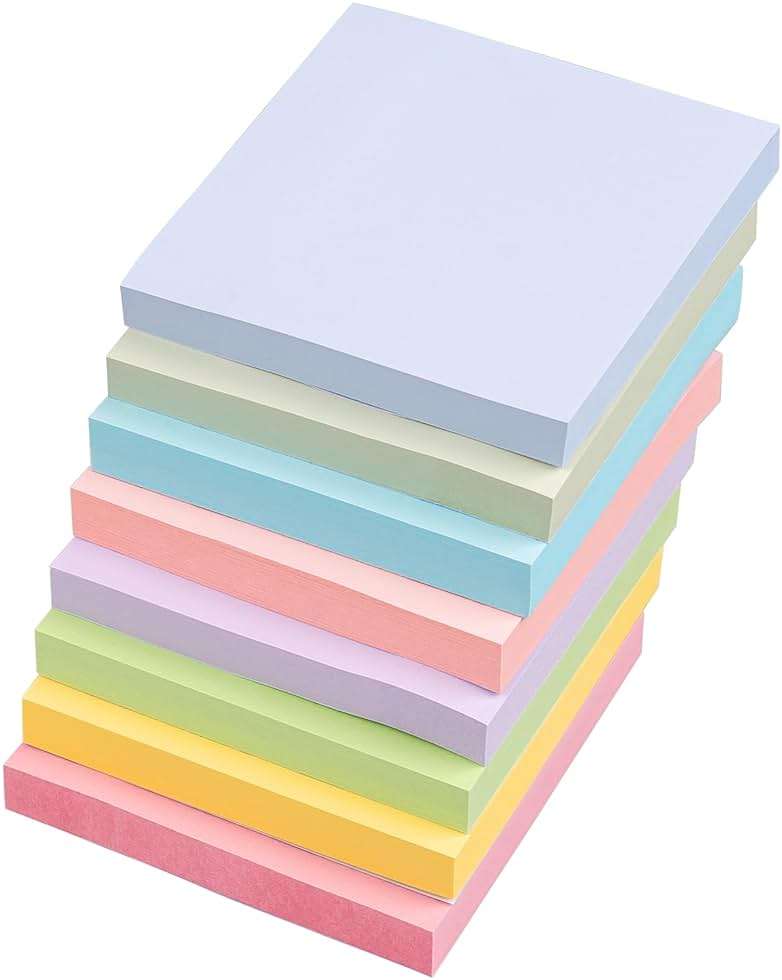Sticky Notes 3x3 Inches, 8 Pads, 800 Sheets, 8 Color Sticky Note Pads, Premium Sticky Pads, Sticky Notes Bulk, Self-Stick Note Pads, 100 Sheets/pad - Image 1