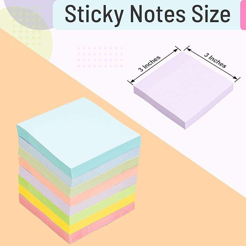 Sticky Notes 3x3 Inches, 8 Pads, 800 Sheets, 8 Color Sticky Note Pads, Premium Sticky Pads, Sticky Notes Bulk, Self-Stick Note Pads, 100 Sheets/pad - Image 2