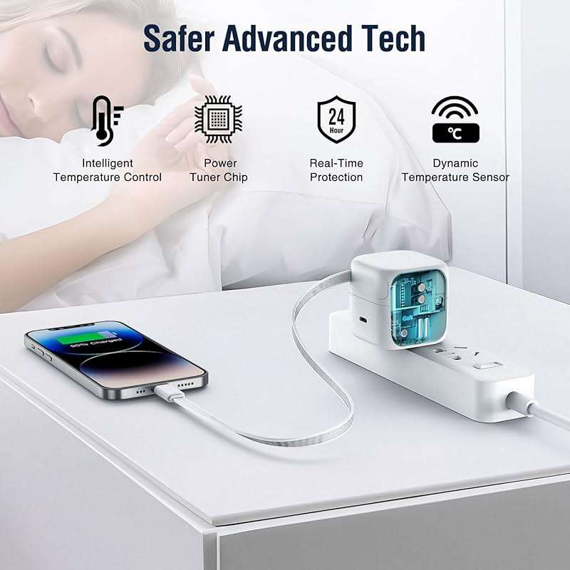 Retractable Wall Charger, 35W PD Fast Charger Block with Type C Retractable Cable (31.5 inch) and Type C Ports, Portable Charger Adapter for iPhone 17/16/15 Pro Max/Galaxy/Pixel & More - Image 6