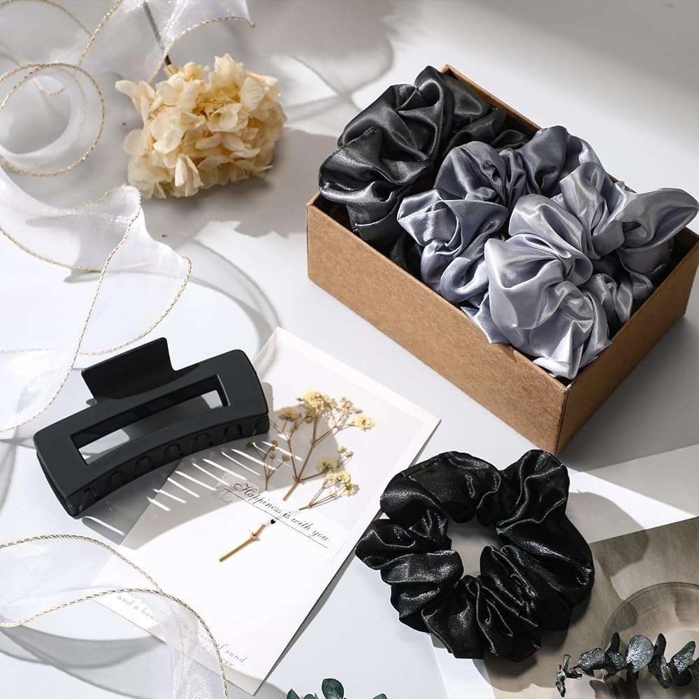 Sawysine 12 Pcs Hair Care Gift Basket for Women Black Hair Spa Kit Include Microfiber Drying Towel Silk Bonnet Headband Brush for Birthday Wedding Gifts - Image 6