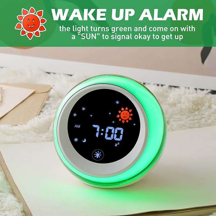 TIMEFUN Kids Alarm Clock, Ok to Wake Clock with Sun & Star, Sound Machine, Night Lights, Nap Timer, Sleep Training Clock for Toddlers, Child - Image 3