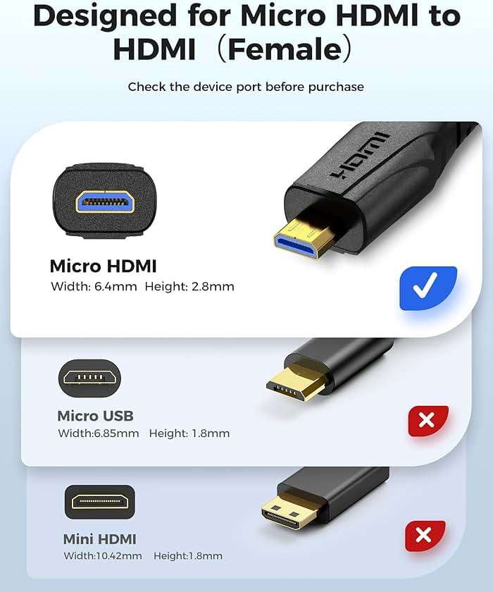 Cratree 8K Micro HDMI to HDMI Adapter 2Pack, Micro HDMI to HDMI Female Cable,8K@60hz,4K@120hz,Support HDR eARC Dolby Compatible with GoPro Hero 7,Raspberry Pi 4,Sony,Nikon (0.6ft) - Image 4