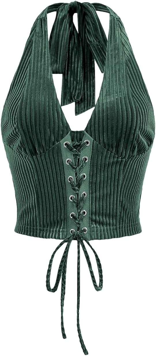 Verdusa Women's Going Out Halter Corset Top Sleeveless Lace Up Open Back Crop Tops - Image 1