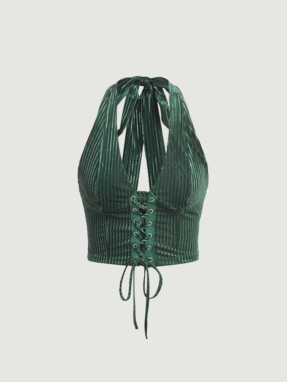 Verdusa Women's Going Out Halter Corset Top Sleeveless Lace Up Open Back Crop Tops - Image 5