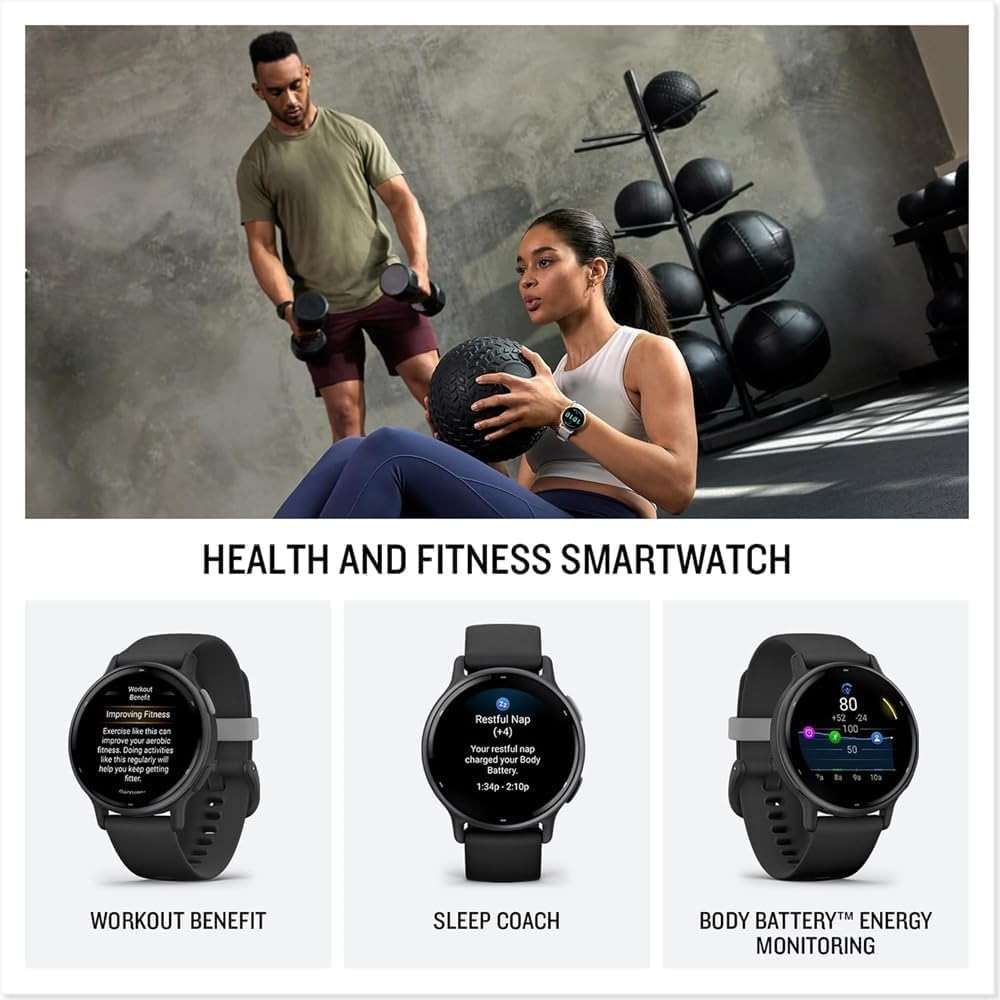 Garmin vívoactive 5, Health and Fitness GPS Smartwatch, AMOLED Display, Up to 11 Days of Battery (Renewed) (Slate) - Image 3