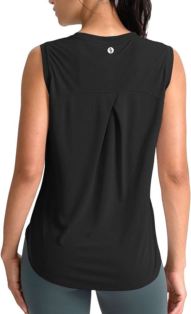 SANTINY Women's Sleeveless Workout Tops Breathable Lightweight Active Tennis Yoga Shirts Athletic Running Tank Tops for Women - Image 1