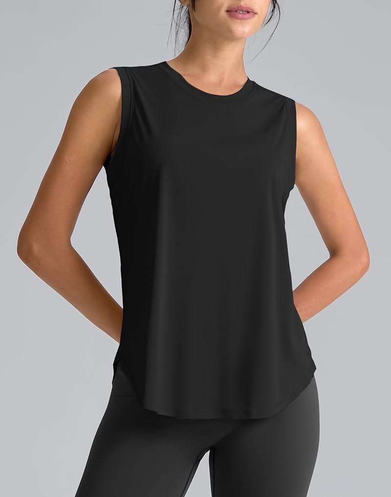 SANTINY Women's Sleeveless Workout Tops Breathable Lightweight Active Tennis Yoga Shirts Athletic Running Tank Tops for Women - Image 2