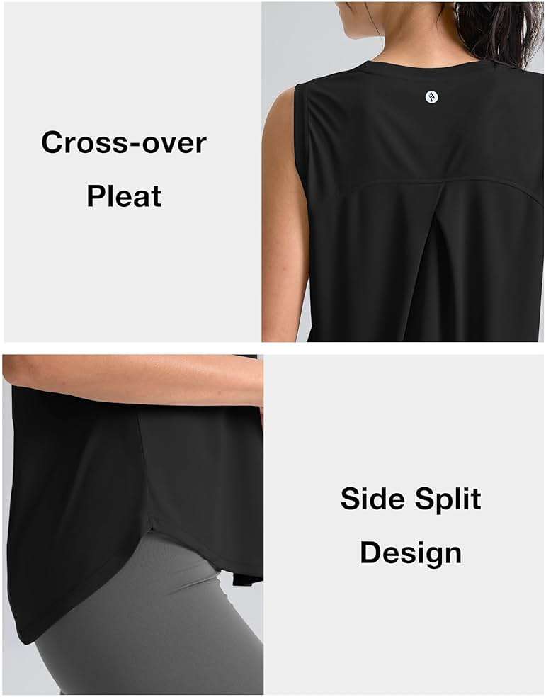 SANTINY Women's Sleeveless Workout Tops Breathable Lightweight Active Tennis Yoga Shirts Athletic Running Tank Tops for Women - Image 4