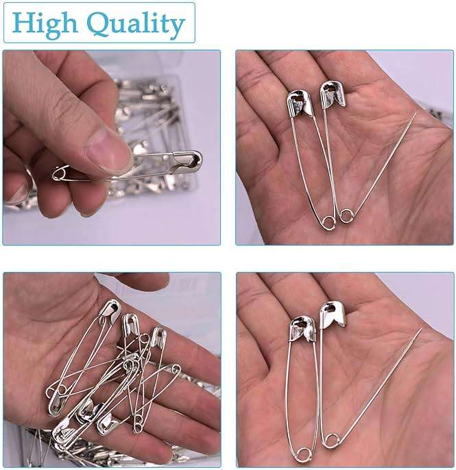 Urmspst 100PCS Safety Pins(Upgraded), 2inch Safety Pin, Rust-Resistant Nickel Plated Steel, Sharp Edge Safety Pin for Clothes, Sewing, Arts & Craft, Small Decorative Safety Pins (Silver) - Image 4