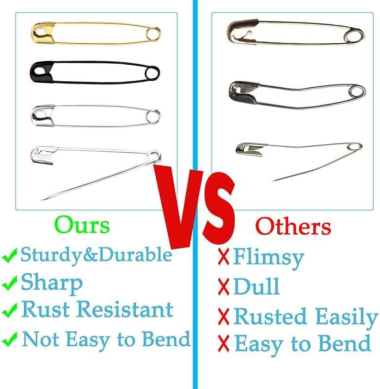 Urmspst 100PCS Safety Pins(Upgraded), 2inch Safety Pin, Rust-Resistant Nickel Plated Steel, Sharp Edge Safety Pin for Clothes, Sewing, Arts & Craft, Small Decorative Safety Pins (Silver) - Image 5