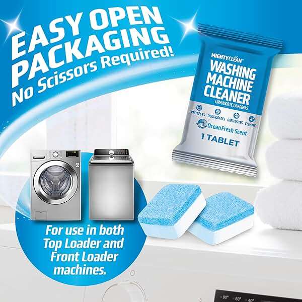 MIGHTY CLEAN Washing Machine Cleaner Tablets 24 Pack - 1 Year Supply, Septic Safe Washing Machine Cleaning Tablets, Washer Cleaner Tablet, Works with All Washers Including HE - Image 5