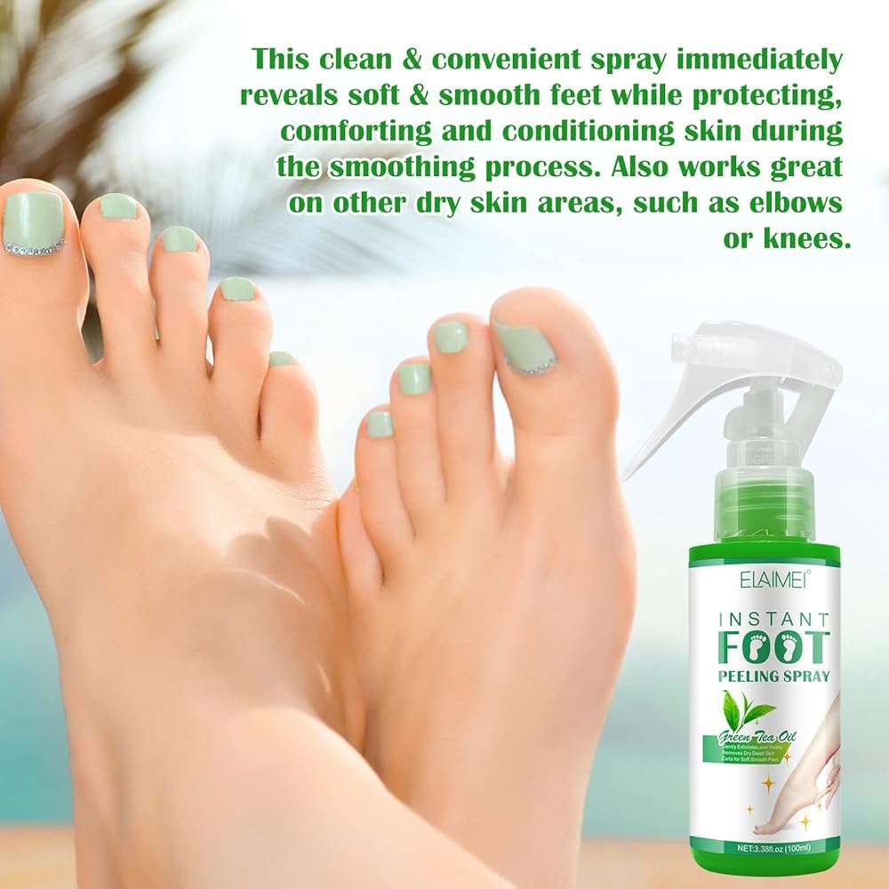 Foot Peeling Spray Oil,Foot Exfoliating Spray, Pedicure Dead Skin Exfoliator for Cracked Rough Heels, Dry Toe Skin & Calluses, Quicky Remove Dead Skin (Green Tea) - Image 7
