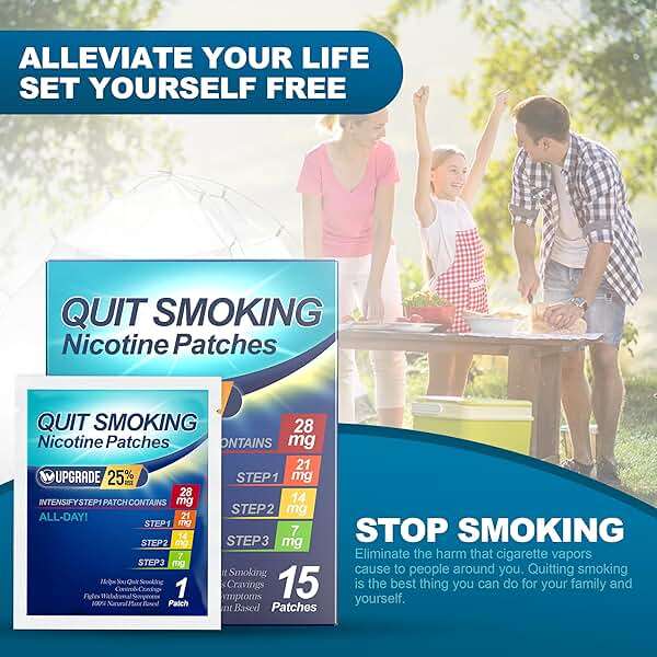 Nicotine Patches Step 1+, 21mg Upgraded to 28mg, It Can de Divided Into Four Pieces, 7mg. Quit Smoking Aid, Patch Provides a 24-Hour Nicotine Transdermal System (15 Phtches) - Image 7