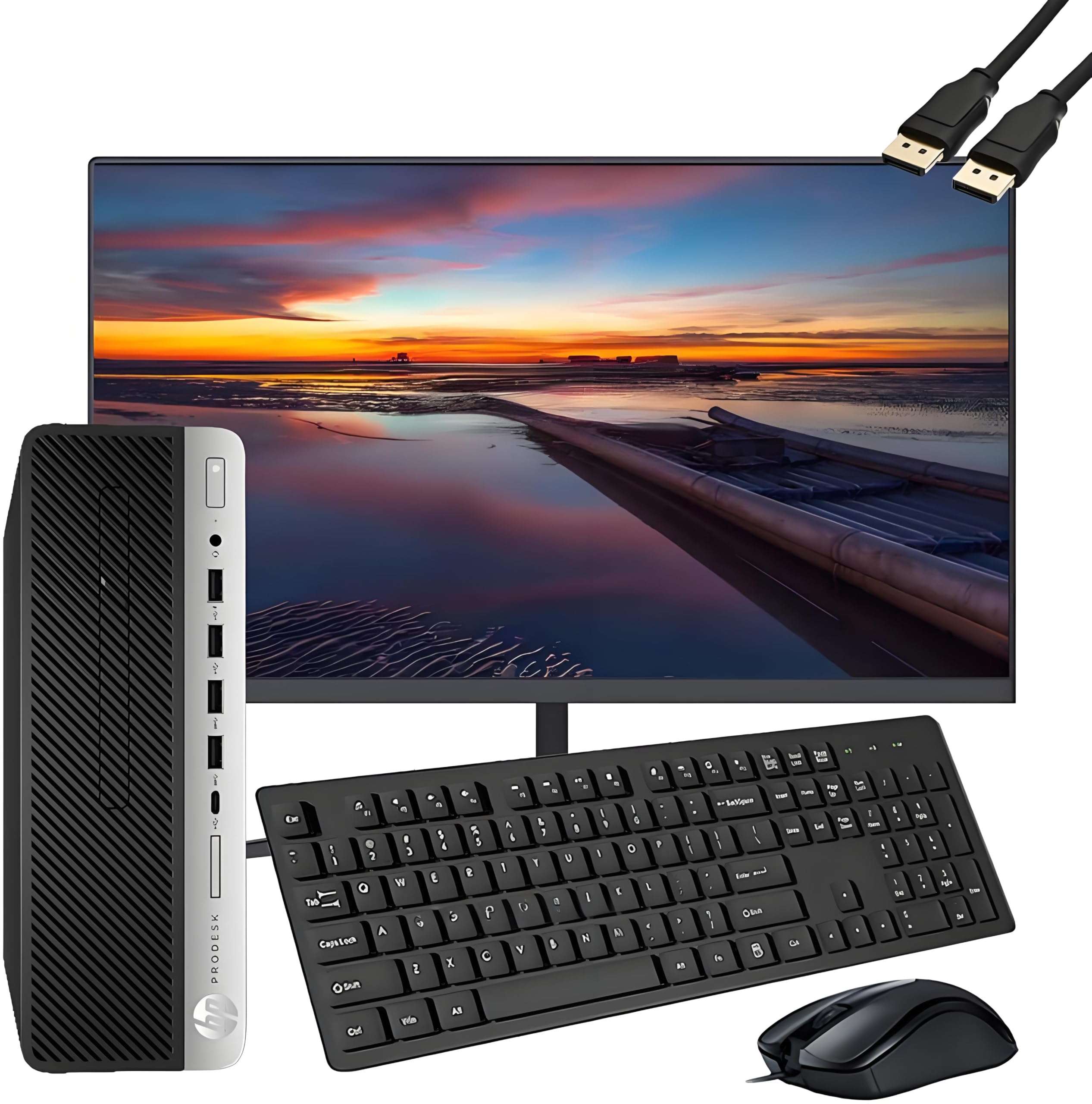 HP ProDesk 600 G3 SFF Desktop Computer with 21.5" FHD Monitor, Intel Quad Core i5-6500, 16GB DDR4, 256GB SSD, DisplayPort, Keyboard & Mouse, WiFi, BT, Windows 11 Pro (Renewed), Black - Image 1