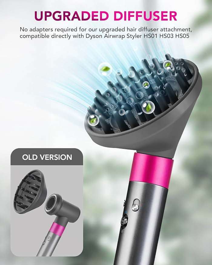 TOSAGE Upgraded Large Diffuser for Dyson Airwrap HS01 HS05 HS08 id, Diffuser Nozzle Attachment for Fast Drying Wave Curly Thick Hair, Gray - Image 2