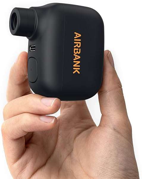AIRBANK Mini Bike Pump POCKET SE, 100 PSI Electric Bicycle Air Pump for Road Bikes, Portable Bicycle Pump, Bicycle Tire Inflator for Schrader and Presta Valve with Rechargeable Battery - Image 1