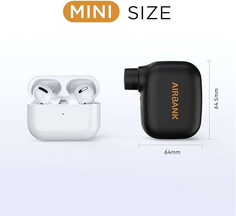 AIRBANK Mini Bike Pump POCKET SE, 100 PSI Electric Bicycle Air Pump for Road Bikes, Portable Bicycle Pump, Bicycle Tire Inflator for Schrader and Presta Valve with Rechargeable Battery - Image 2