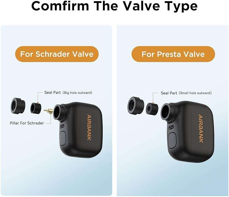 AIRBANK Mini Bike Pump POCKET SE, 100 PSI Electric Bicycle Air Pump for Road Bikes, Portable Bicycle Pump, Bicycle Tire Inflator for Schrader and Presta Valve with Rechargeable Battery - Image 4