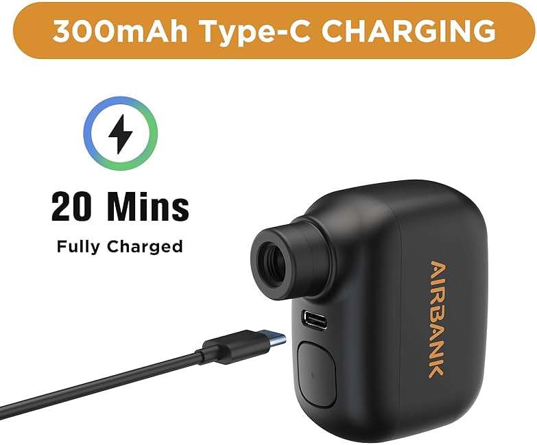 AIRBANK Mini Bike Pump POCKET SE, 100 PSI Electric Bicycle Air Pump for Road Bikes, Portable Bicycle Pump, Bicycle Tire Inflator for Schrader and Presta Valve with Rechargeable Battery - Image 5