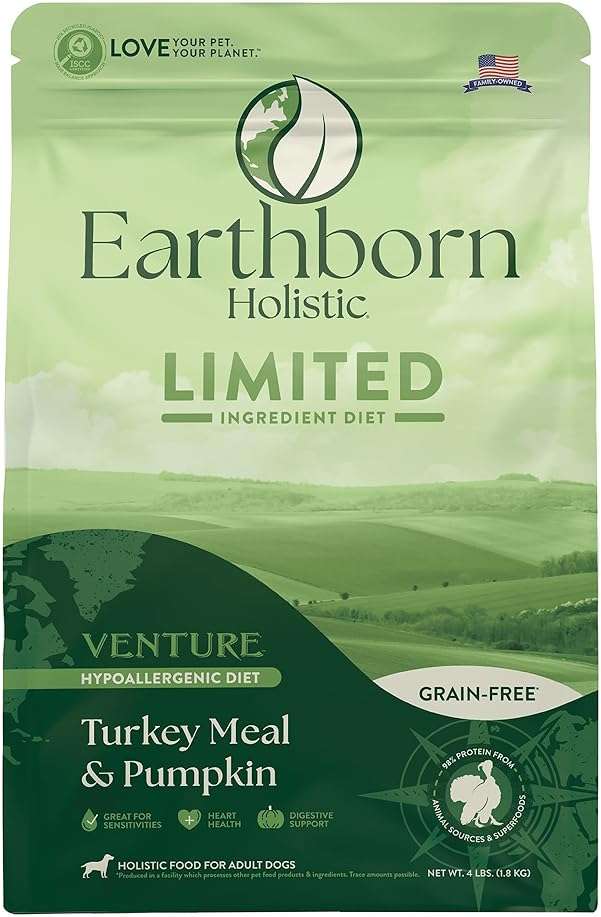 Earthborn Holistic Venture Turkey Meal & Pumpkin 4 lb. Limited Ingredient Grain-Free Dry Dog Food - Image 1