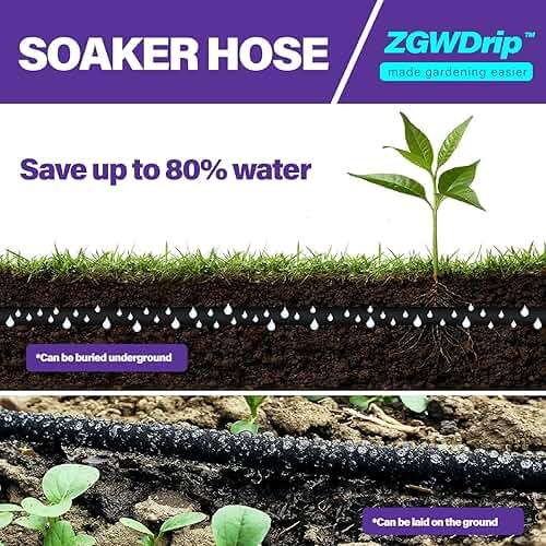 ZGWDrip Soaker Hose 100 FT,1/2 Inch Soaker Garden Hose with 3/4" Solid Brass Connectors - Image 6