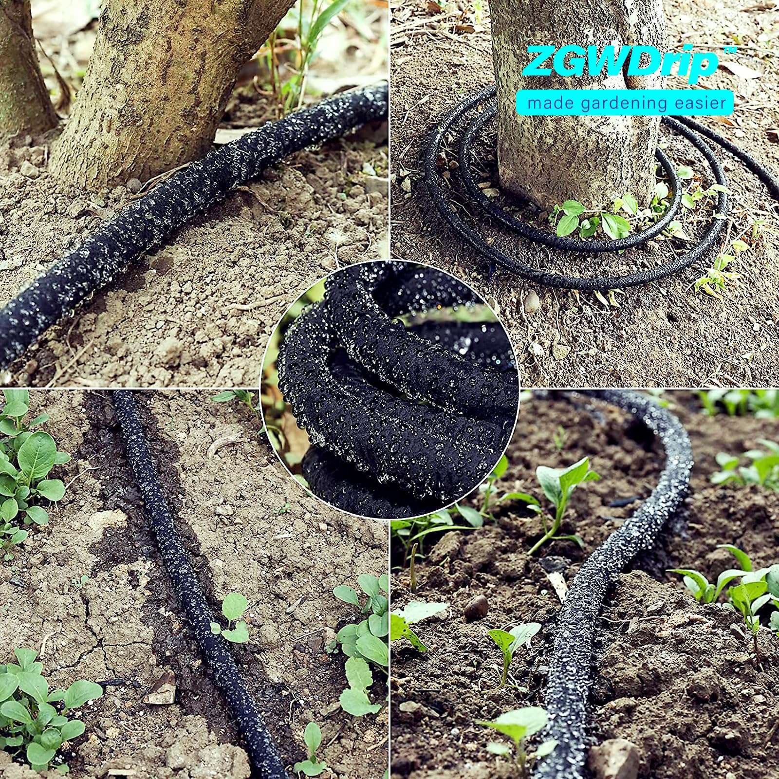 ZGWDrip Soaker Hose 100 FT,1/2 Inch Soaker Garden Hose with 3/4" Solid Brass Connectors - Image 7