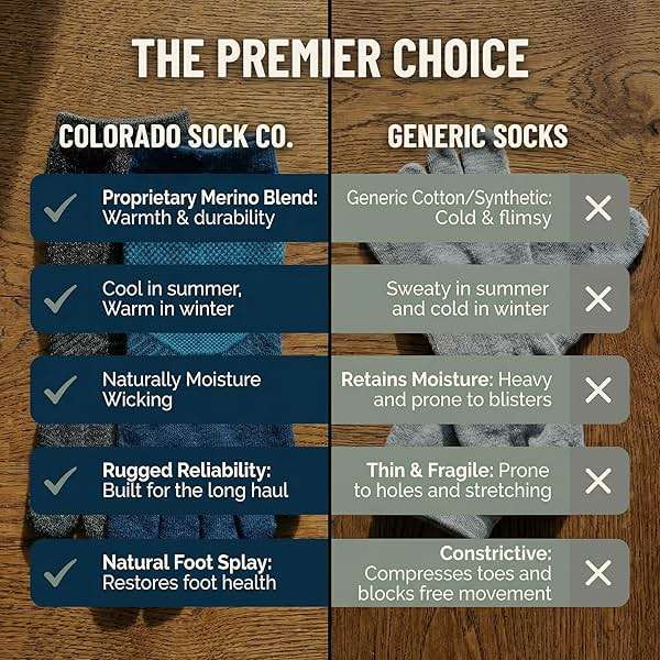 COLORADO SOCK CO – Midweight Merino Toe Socks for Men & Women – Durable, Blister Prevention, Hiking & Running Socks – 2 Pair - Image 6