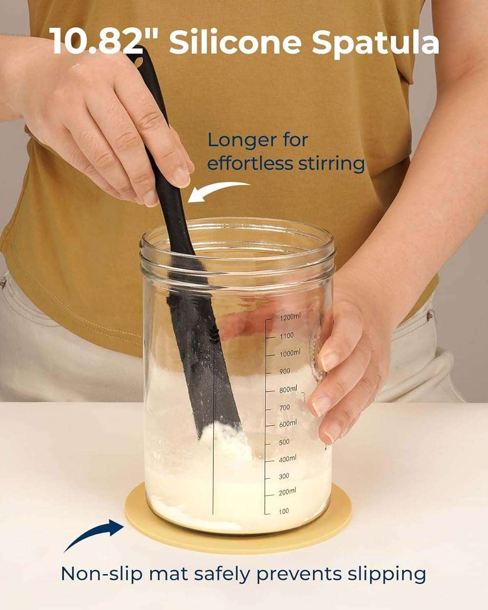 Lorzon Sourdough Starter Jar Kit - 47 oz Large Wide Mouth Bread Starter Jar with Feeding Tracking Band, Silicone Spatula, Sourdough Bread Baking Supplies - Image 5