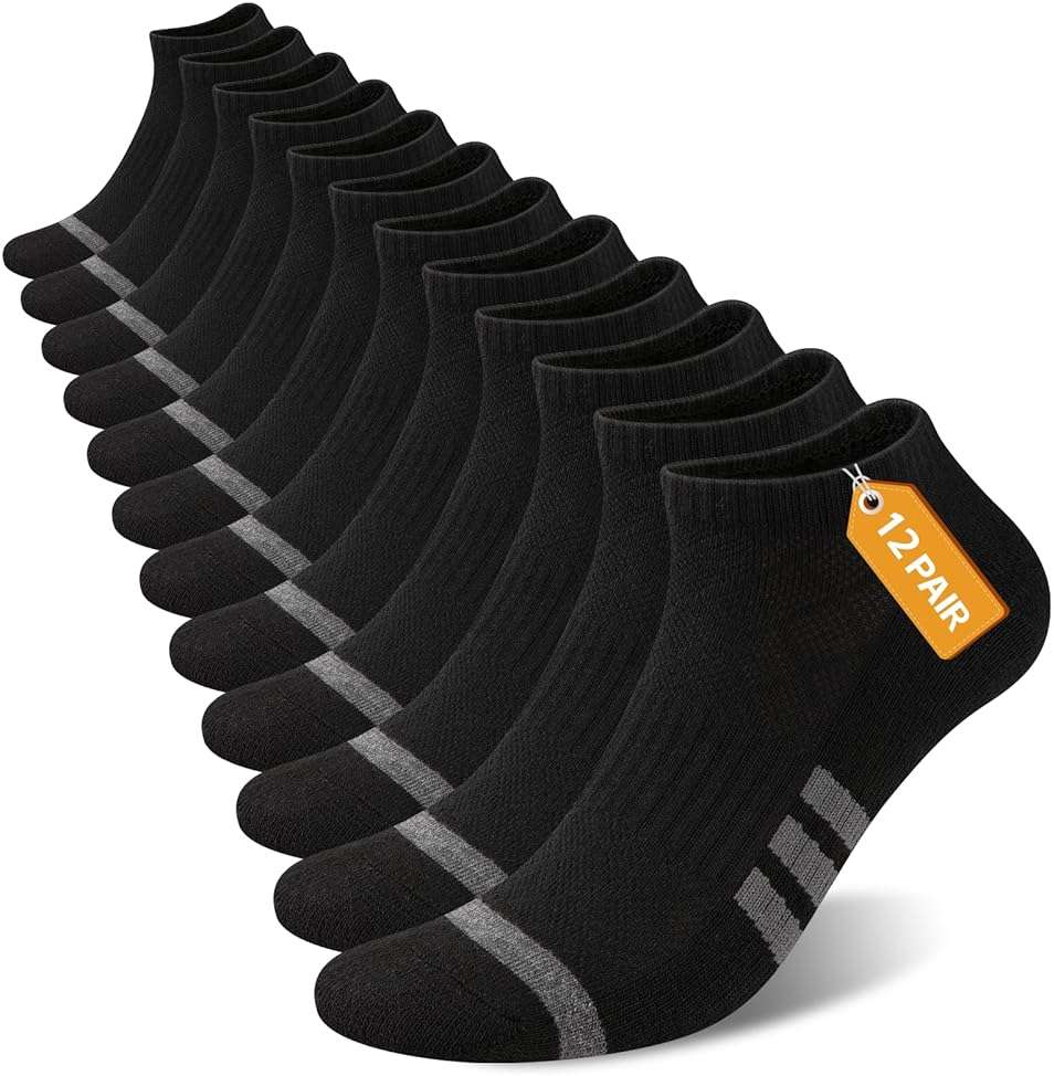 Heatuff 12 Pairs Men's Cushion Ankle Socks Athletic Running Low Cut Breathable Comfort Casual Socks - Image 1