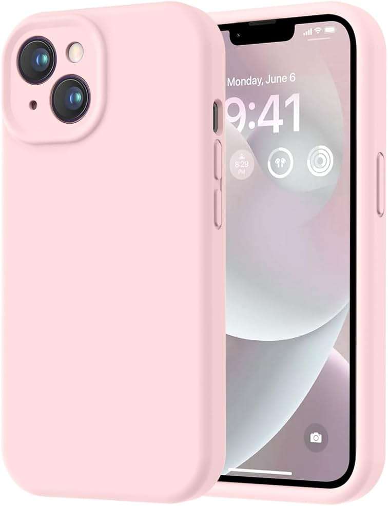 LOVE 3000 Designed for iPhone 14 Case, Premium Silicone with [Soft Anti-Scratch Microfiber Lining] Shockproof Protective Phone Case for Men Women Girls 6.1", Chalk Pink - Image 1
