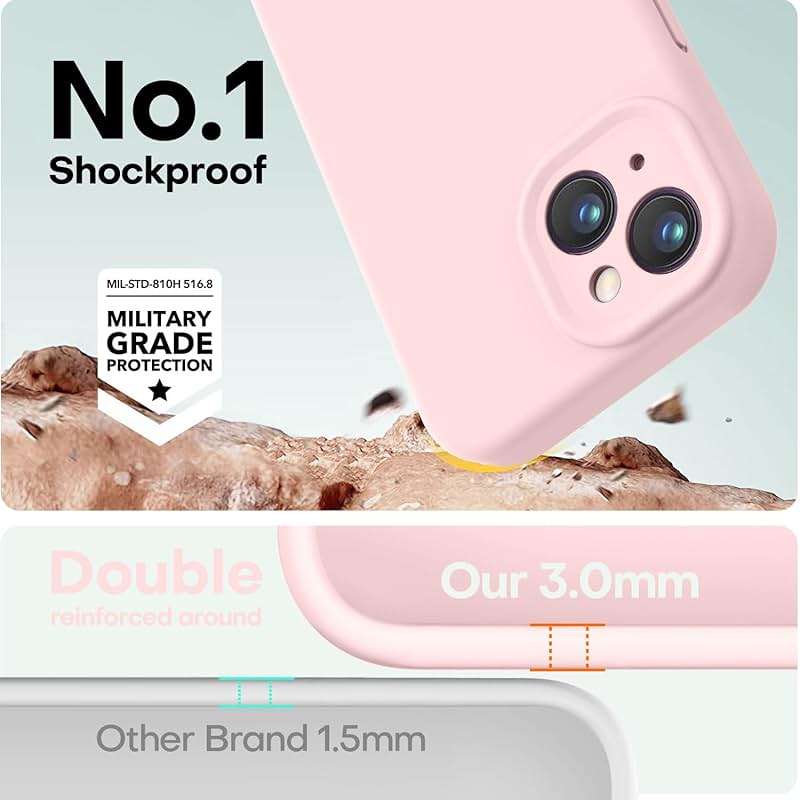 LOVE 3000 Designed for iPhone 14 Case, Premium Silicone with [Soft Anti-Scratch Microfiber Lining] Shockproof Protective Phone Case for Men Women Girls 6.1", Chalk Pink - Image 4