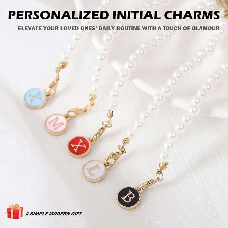 LUHOHI Accessories for Stanley Cup Pearl Chain Initial Accessoriess for Handle Stuff Decor Water Bottle Jewelry Tumbler Cute Simple Modern Personalized Name ID Decorations Letter Blue Tag M - Image 6