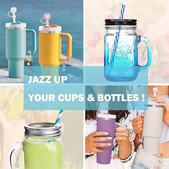 LUHOHI Accessories for Stanley Cup Pearl Chain Initial Accessoriess for Handle Stuff Decor Water Bottle Jewelry Tumbler Cute Simple Modern Personalized Name ID Decorations Letter Blue Tag M - Image 7
