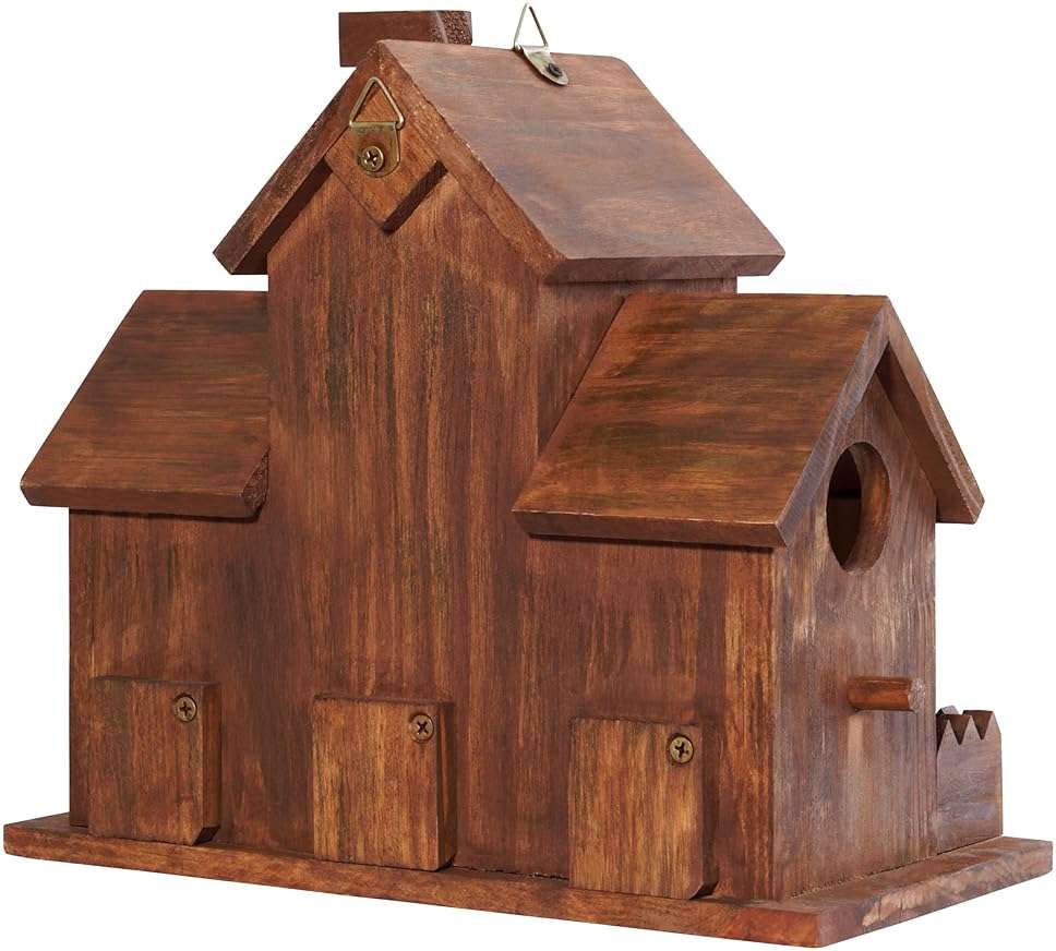 MIXUMON Bird Houses for Outside with Bird Feeder, Outdoor 3 Hole Bird House Room for 3 Bird Families Bluebird Finch Cardinals Hanging Birdhouse for Garden (Style 12) - Image 8