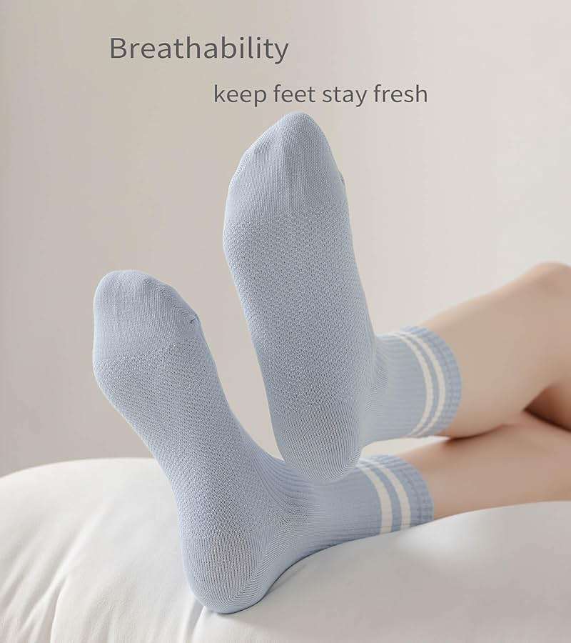 SailingTailor 5 Pairs Solid Color Two Stripe Crew Socks Casual Athletic Socks for women Girls - Image 3