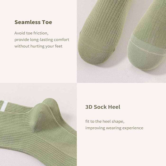 SailingTailor 5 Pairs Solid Color Two Stripe Crew Socks Casual Athletic Socks for women Girls - Image 5