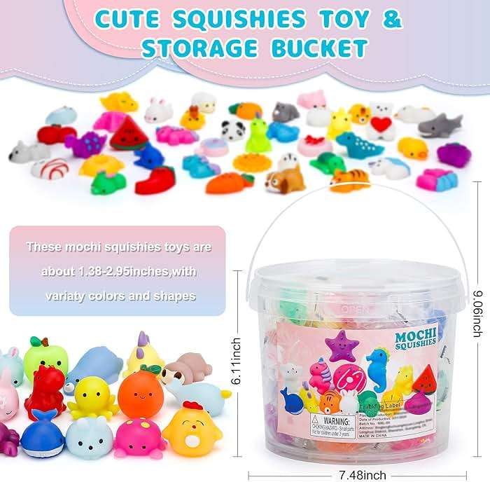 100 Pack Mochi Squishy Toys, Party Favors for Kids 4-8-12, Classroom Birthday Xmas Gifts Treasure Box Prizes Goodie Bag Stuffers, Mini Squishy Fidget Toys, Carnival Prizes in Bulk - Image 3