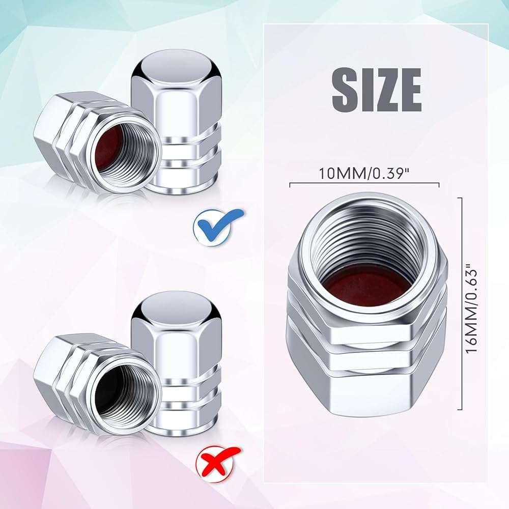 Tallew 50 Pcs Tire Valve Stem Caps Metal Valve Caps Aluminum Hexagon Tires Universal Heavy-Duty Leak Proof Alloy Stem Cover for Car SUV Truck Bicycle Motorcycles Bikes Wheel(Silver) - Image 3