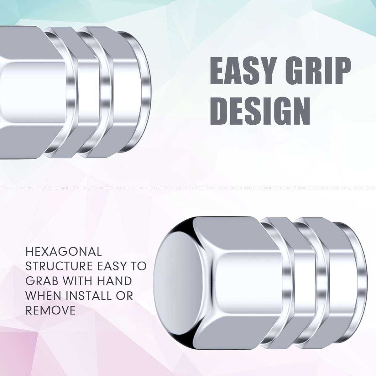 Tallew 50 Pcs Tire Valve Stem Caps Metal Valve Caps Aluminum Hexagon Tires Universal Heavy-Duty Leak Proof Alloy Stem Cover for Car SUV Truck Bicycle Motorcycles Bikes Wheel(Silver) - Image 4