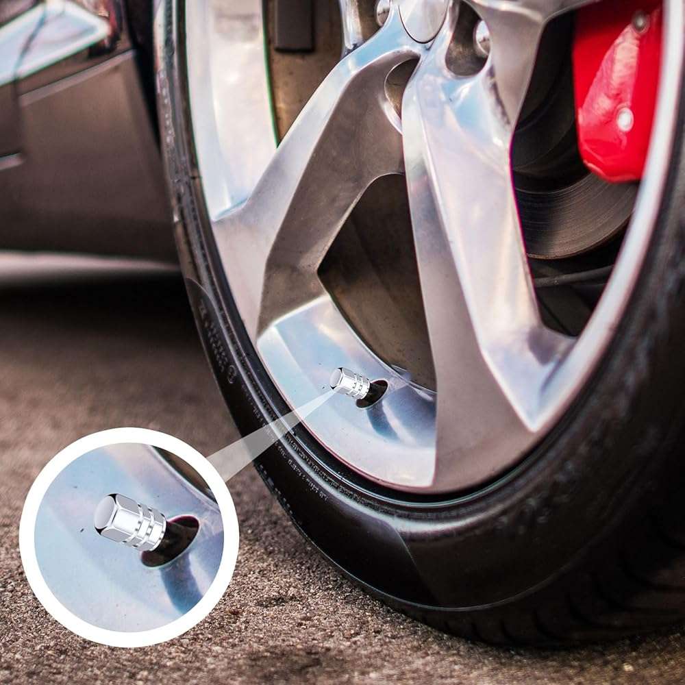 Tallew 50 Pcs Tire Valve Stem Caps Metal Valve Caps Aluminum Hexagon Tires Universal Heavy-Duty Leak Proof Alloy Stem Cover for Car SUV Truck Bicycle Motorcycles Bikes Wheel(Silver) - Image 5