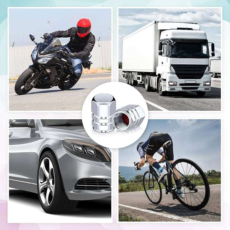 Tallew 50 Pcs Tire Valve Stem Caps Metal Valve Caps Aluminum Hexagon Tires Universal Heavy-Duty Leak Proof Alloy Stem Cover for Car SUV Truck Bicycle Motorcycles Bikes Wheel(Silver) - Image 7