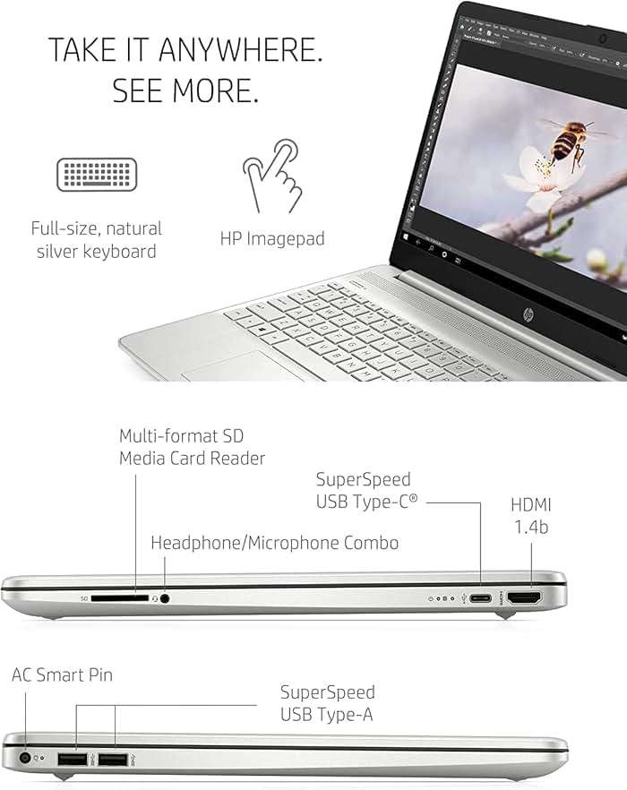 HP Laptop, 15.6 inch Business & Student Laptop Computer, Windows 11 Home Laptop with Microsoft Office Lifetime License, Intel Core i5-1135G7 Processor, 36GB RAM 1TB SSD, Plusera Earphone, Silver - Image 2