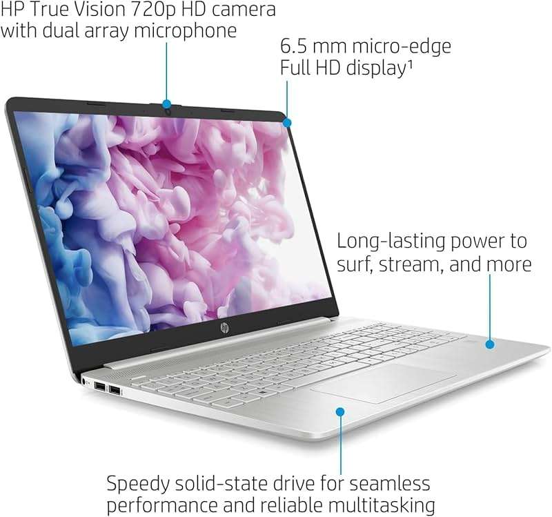 HP Laptop, 15.6 inch Business & Student Laptop Computer, Windows 11 Home Laptop with Microsoft Office Lifetime License, Intel Core i5-1135G7 Processor, 36GB RAM 1TB SSD, Plusera Earphone, Silver - Image 3