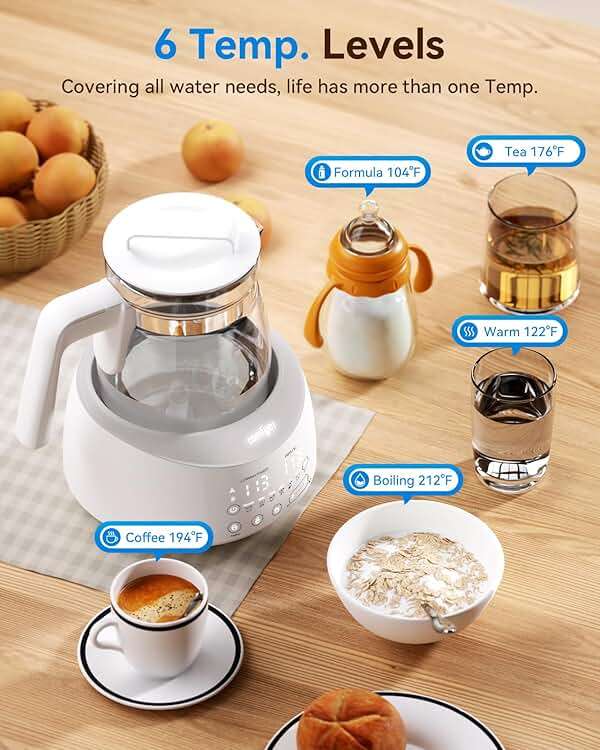 Bottle Warmer comfyer, Baby Bottle Warmer with Night Light & Faster Cooling Fan, Instantly Water Warmer, Tea Kettle Electric with 6 Temperature Control Presets, Feed Baby More Easier and Healthier - Image 4