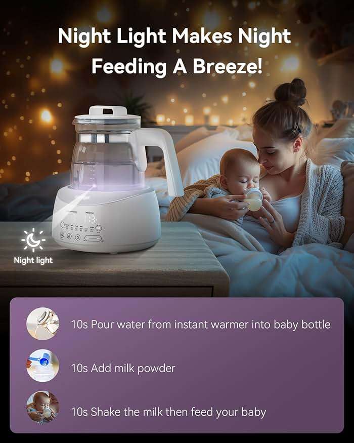 Bottle Warmer comfyer, Baby Bottle Warmer with Night Light & Faster Cooling Fan, Instantly Water Warmer, Tea Kettle Electric with 6 Temperature Control Presets, Feed Baby More Easier and Healthier - Image 5