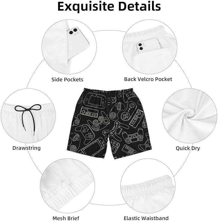 Lukbfall Mens Swim Trunks Quick Dry Swim Shorts with Mesh Lining Breathable Men's Beach Pants Swimwear Bathing Suits - Image 5